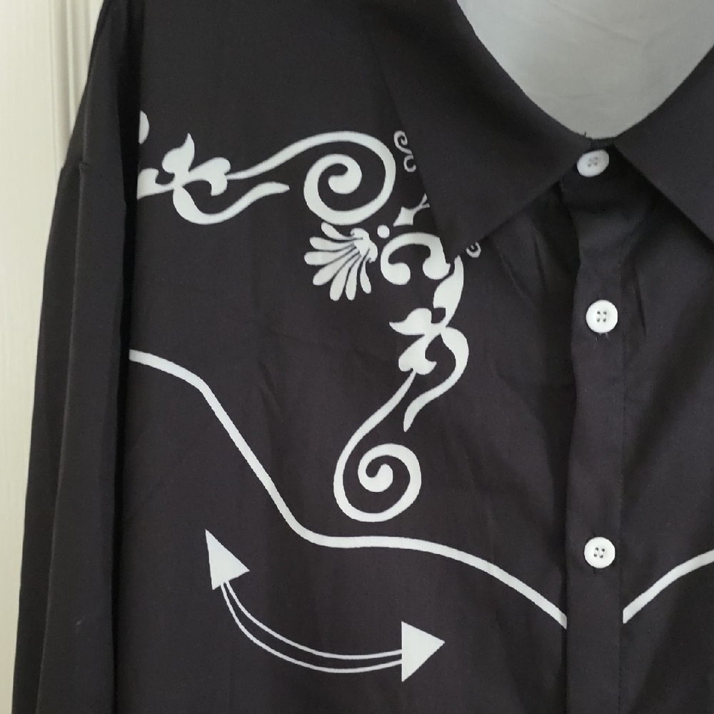 Black Western Shirt with White Embroidery - Picture 3 of 7